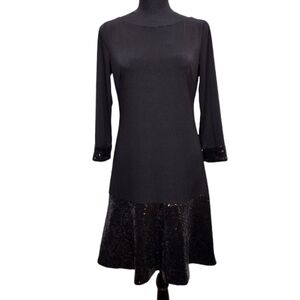 Laundry by Shelli Segal black cocktail sequined evening dress size 4